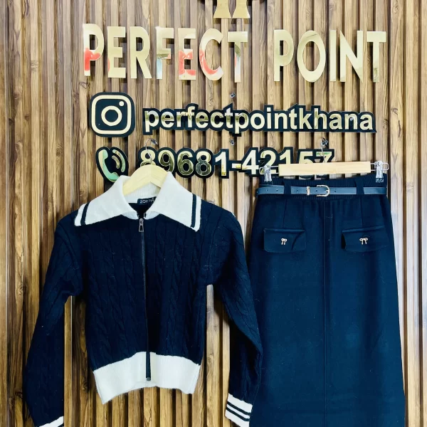 Zipper Top with Skirt Set