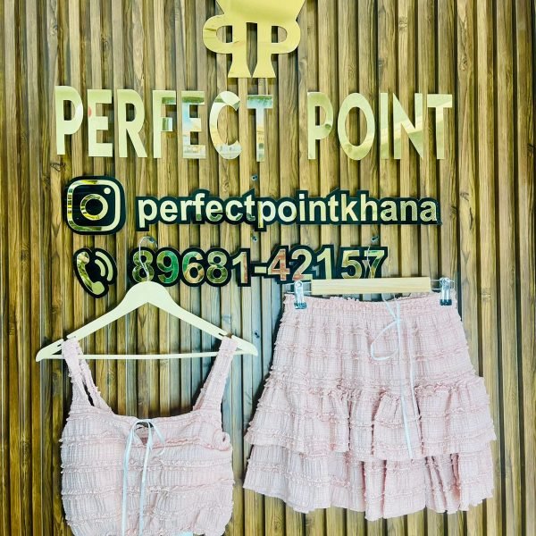 Mini Skirt Set – Self Net Strip Look