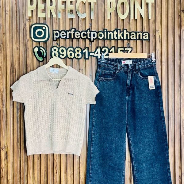 Half Collar Top with Jean – Korean Style