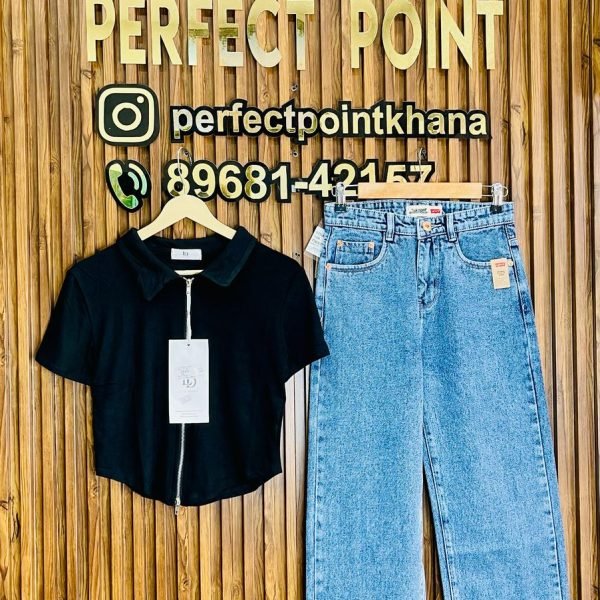 Dual Zip Top with Jeans – Updown Zip with Half Sleeve and Straight Jeans