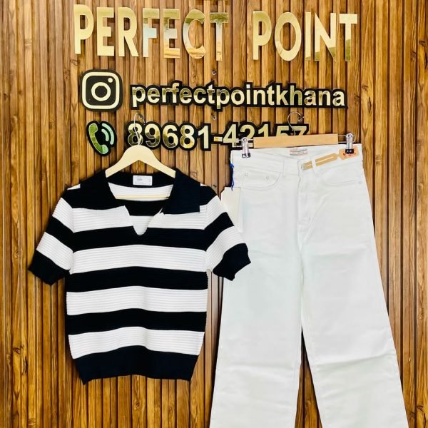 Broad Line Top with Jean – Sleek Line Top with Straight Jean
