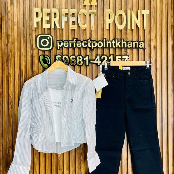 Sleek Two-Piece Top with Straight Jeans