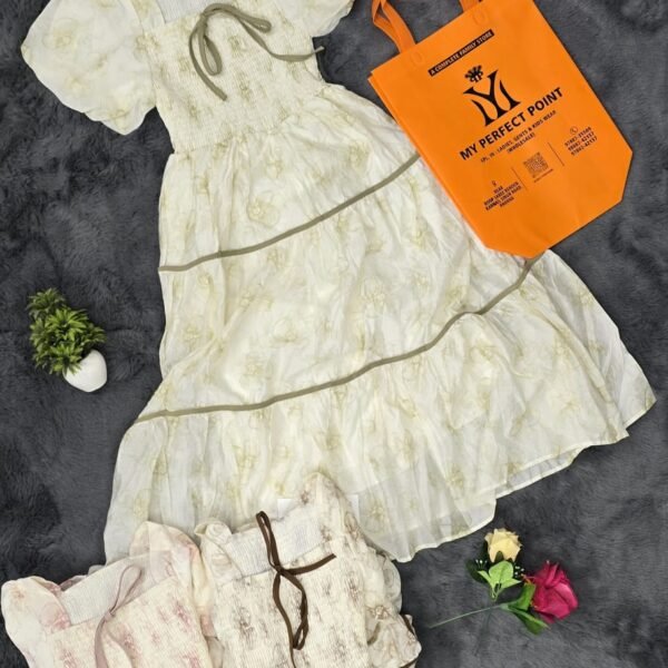 White Base Flower Dress