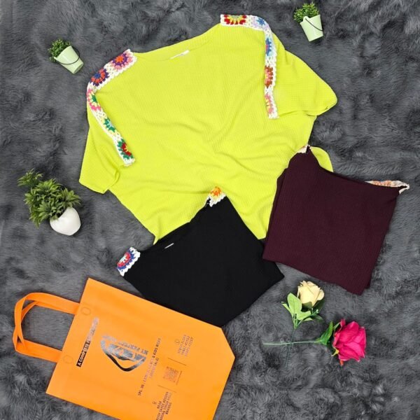 Knitted Self-Embroidery  Top