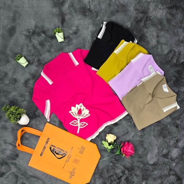 Knitted Front Flower  Top